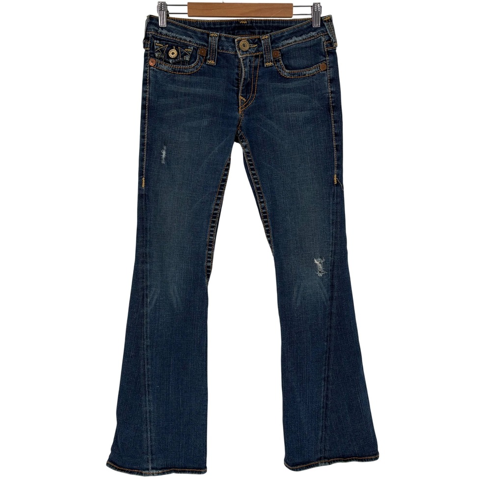 Y2K True Religion Joey Flare Jeans Size 31 Low Rise Vintage Made in USA Retro